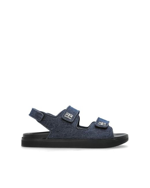Givenchy Blue Sandals With Logo-Shaped Appliqué