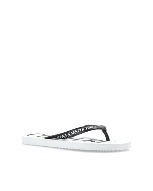 Versace Jeans Couture Mens White Black Logo Slide Sandals Summer Shoes New Versace Jeans Couture Black & White Logo Platform Sandals  main image 3