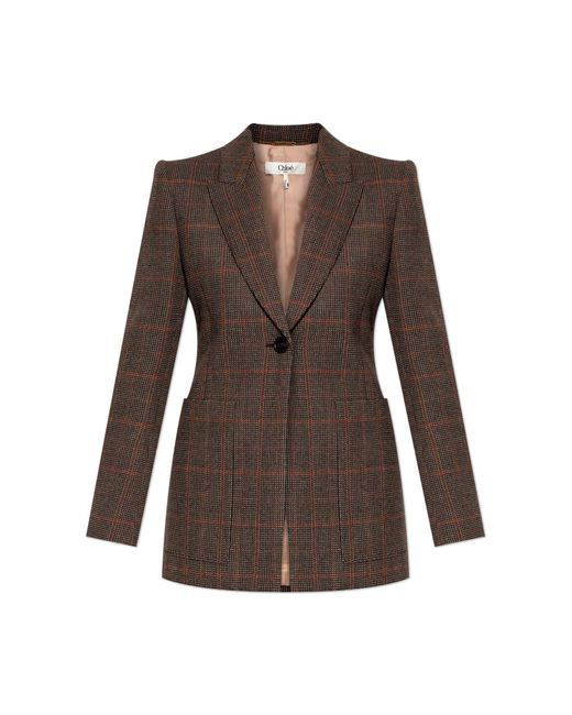 Chloé Brown Plaid Patterned Blazer