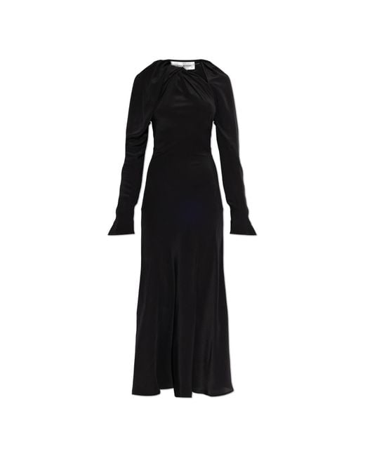 Victoria Beckham Black Silk Dress With Decorative Neckline