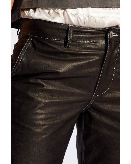 Halfboy Black Leather Trousers,