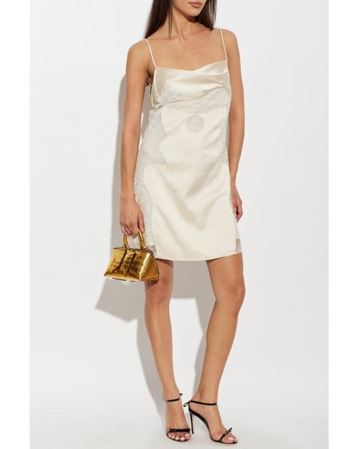 Off-White c/o Virgil Abloh White Satin Dress With Lace Inserts