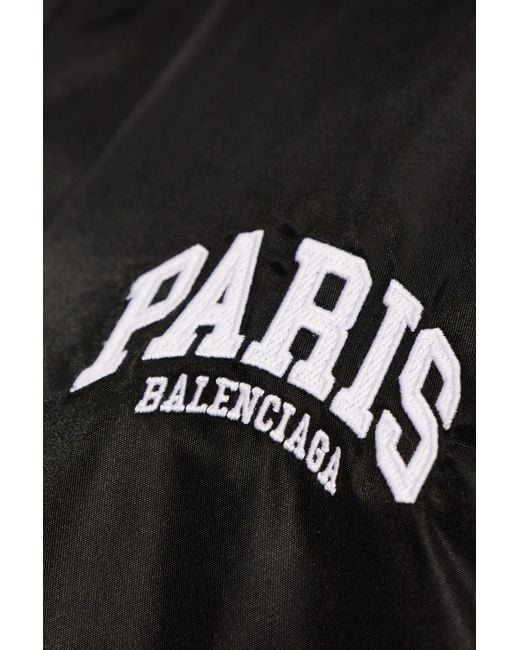 Balenciaga Black Paris Satin Varsity Jacket