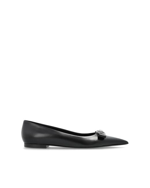 Versace Black Leather Ballet Flats