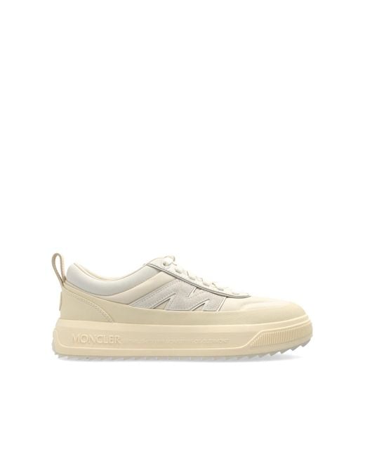 Moncler White Sports Shoes With Logo