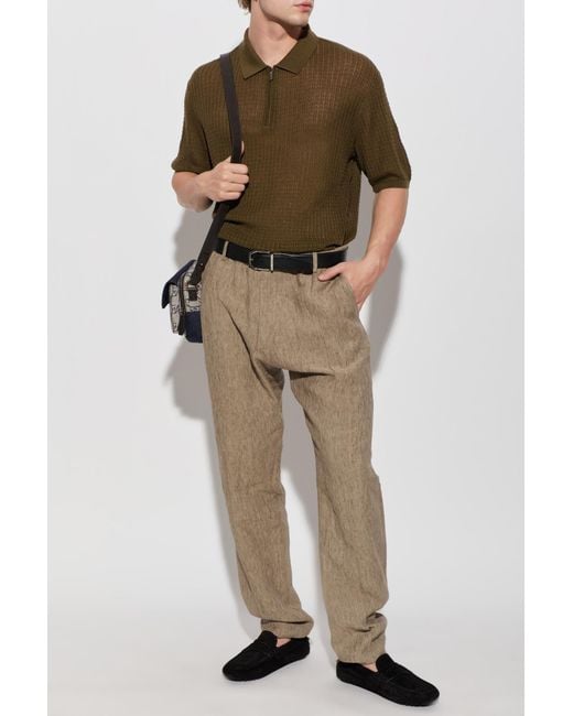 Emporio Armani Green Polo With A Decorative Weave for men