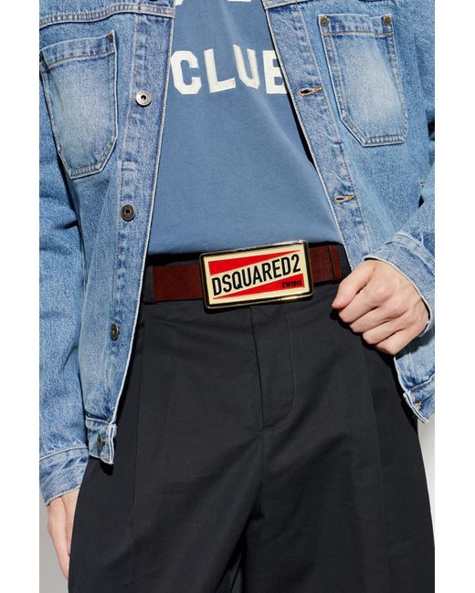 DSquared² Red Leather Belt for men