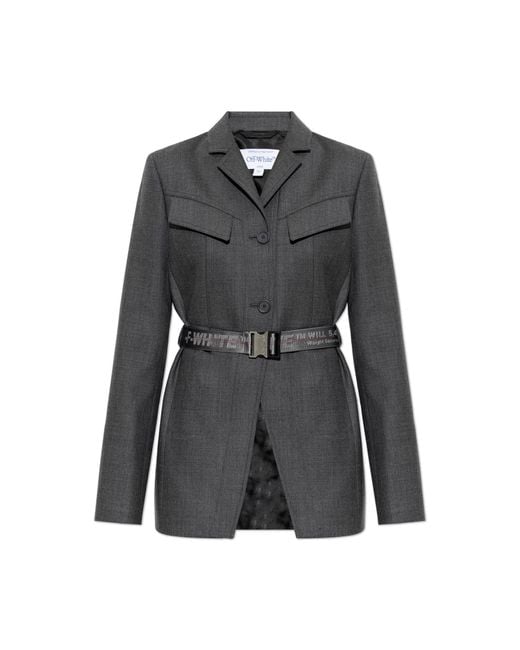 Off-White c/o Virgil Abloh Black Wool Blazer With Belt