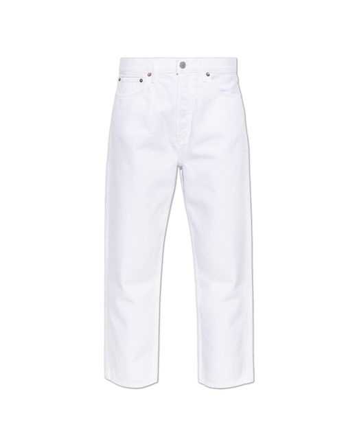 Agolde White '90's Crop' Jeans