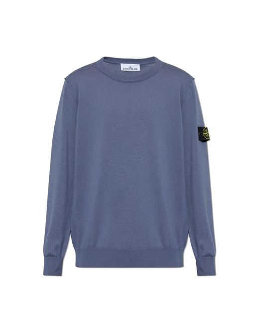 Stone Island Blue Crew Neck Sweater for men