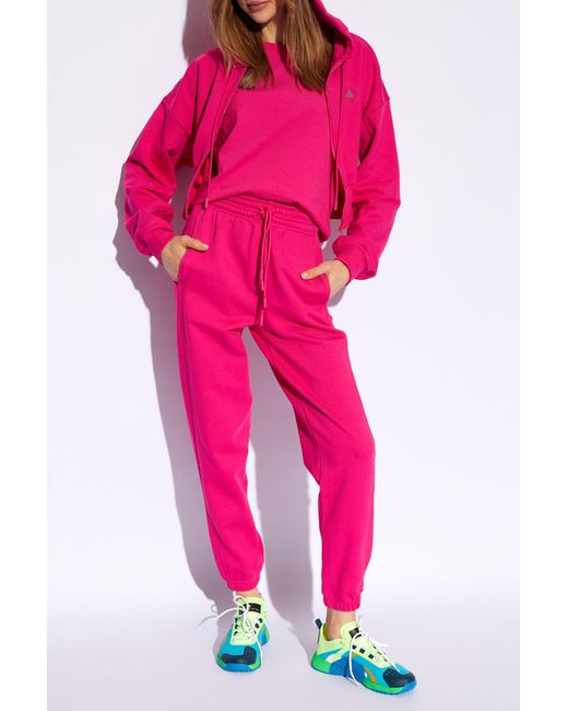 Adidas By Stella McCartney Pink Cropped Hoodie With Logo,