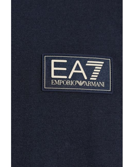 EA7 Blue Polo With Logo Patch for men