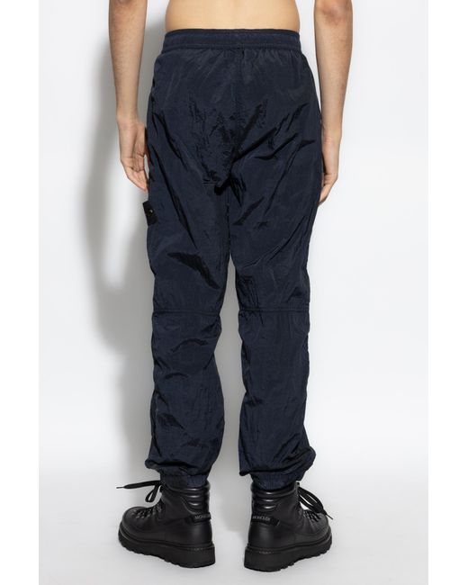 Stone Island Blue Pants With Logo for men