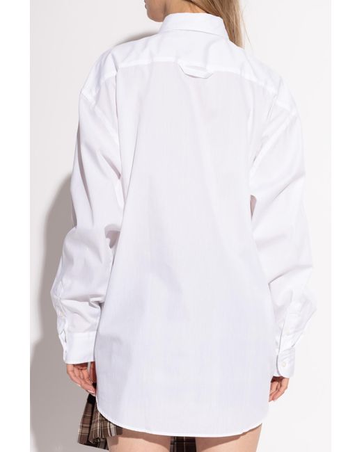 Acne White Cotton Shirt With Logo