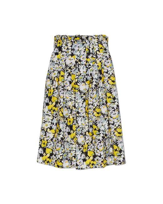 Marni White Floral Print Skirt