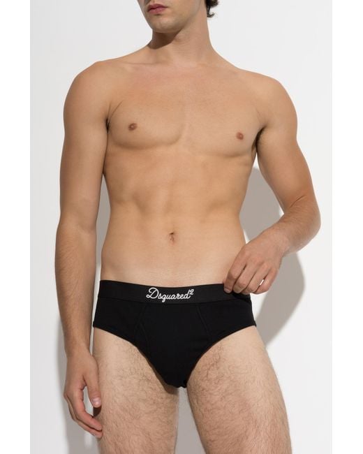 DSquared² Black Briefs With Logo for men