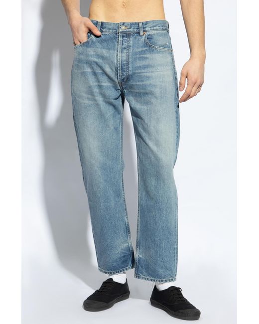 Saint Laurent Blue Distressed Jeans for men
