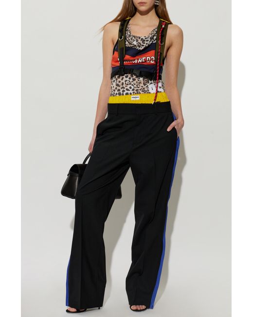 DSquared² Blue Wool Pleated Trousers