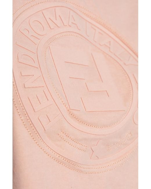 Fendi Blue Short T-Shirt With Embossed Logo