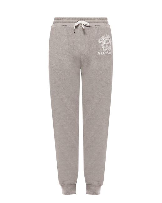 Versace Gray Logo-embroidered Sweatpants for men