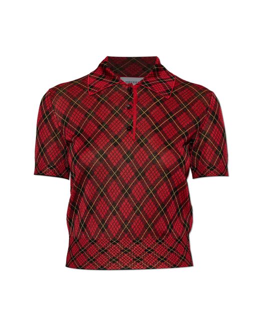 McQueen Red Checked Pattern Polo