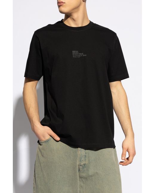 DIESEL Black 't-must-slits-n2' T-shirt With Logo, for men