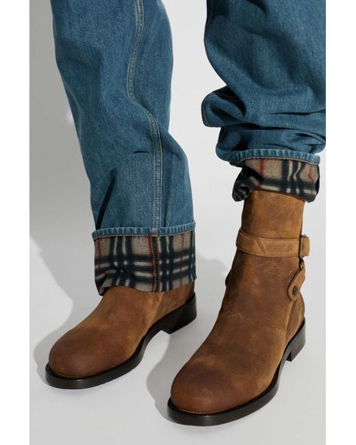 Burberry Brown Leather Ankle Boots for men