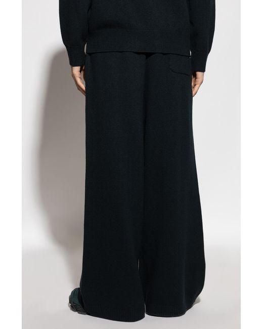 LACOSTE RUNWAY Black Wool Wide-Leg Trousers for men