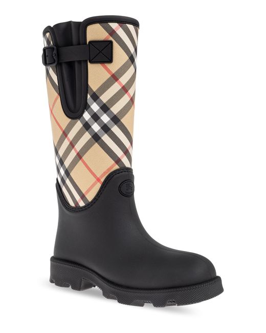 Burberry Black Patterned Wellington Boots
