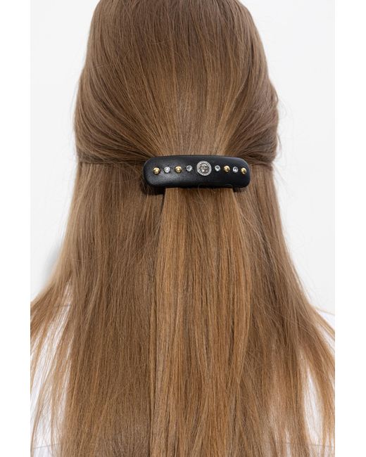 Versace Black Hair Clip With Shimmering Appliqués