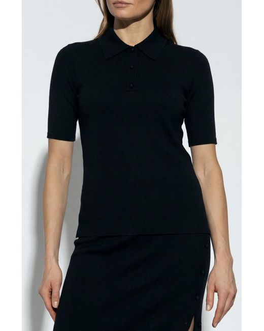 Jil Sander Black Wool Polo