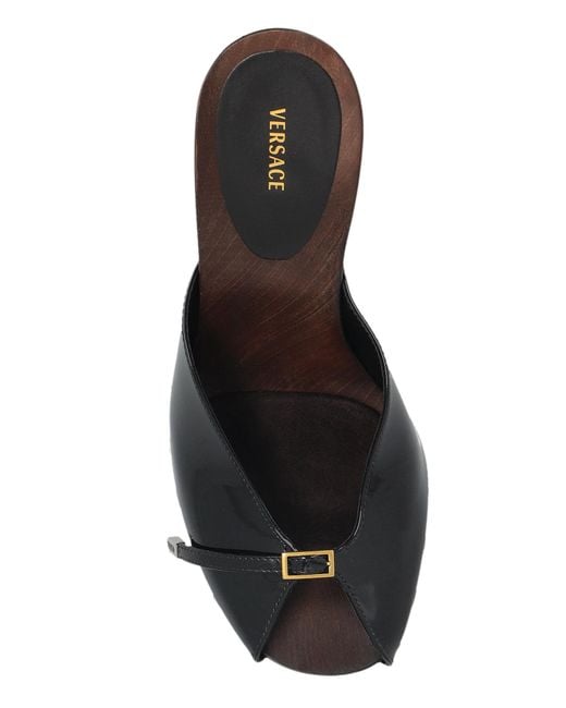 Versace Black Heeled Mules