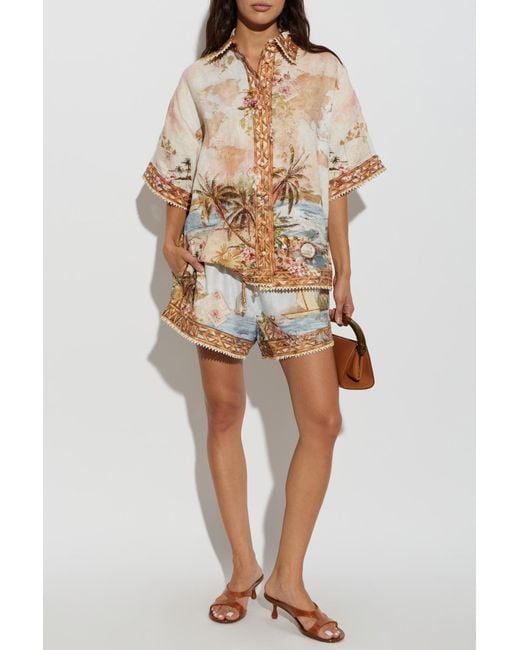 Zimmermann Natural Linen Shirt With Print