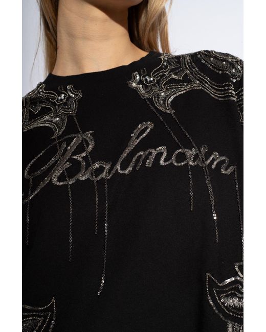 Balmain Black Dress With Logo,