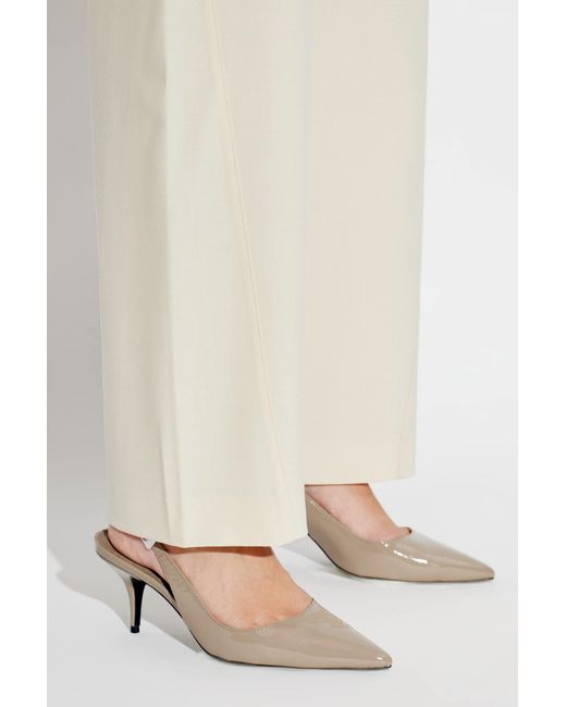 Black Suede Studio White Leather Heeled Shoes "Branca"