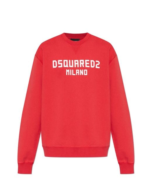 DSquared² Red Sweatshirt With Printed Logo for men
