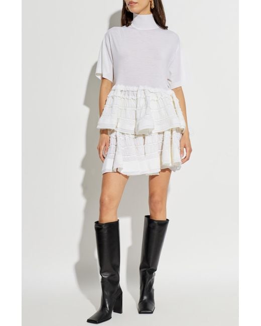 Alaïa White Short Skirt With Ruffles
