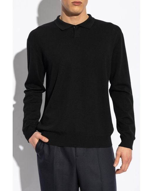 Giorgio Armani Black Wool Polo for men