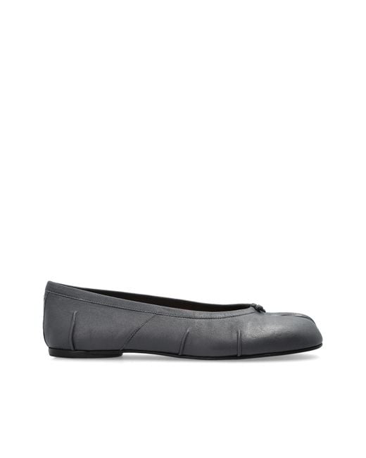Maison Margiela Gray Leather Ballerinas With 'Tabi' Cut-Out