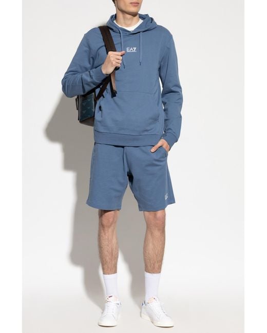 EA7 Blue Sweatshorts With Printed Logo for men