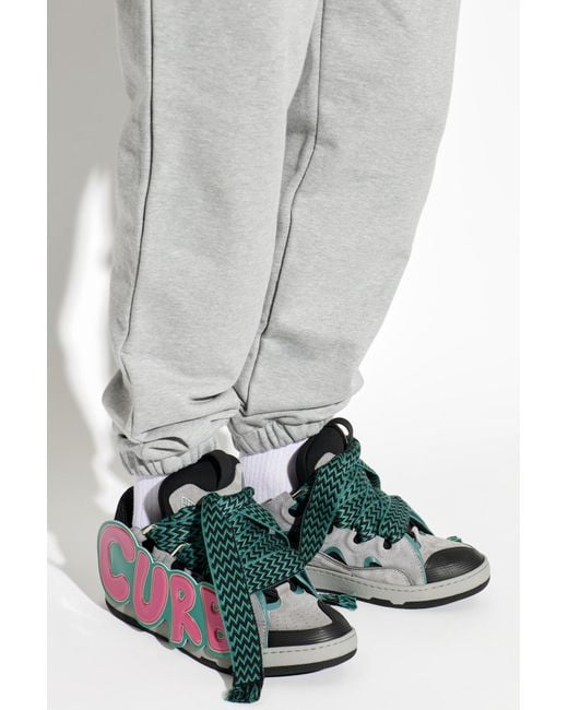 Lanvin Gray Curb Sports Shoes for men