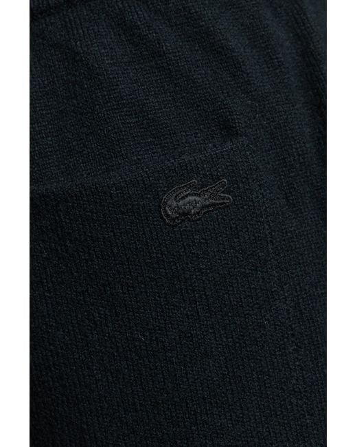 LACOSTE RUNWAY Black Wool Wide-Leg Trousers for men