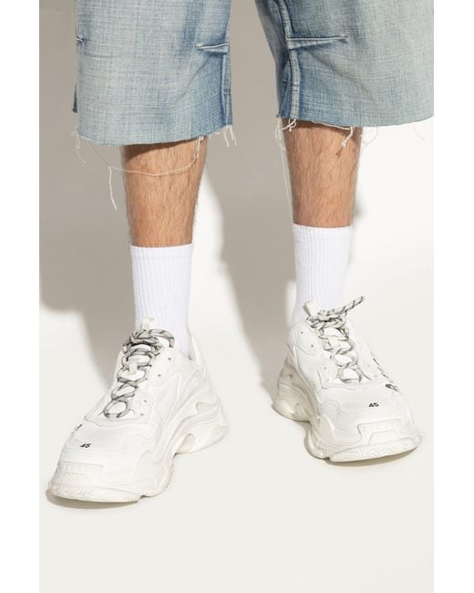 Balenciaga White Sports Shoes 'Triples S' for men