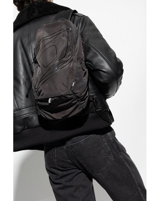 DIESEL Black 'Drape Sling Bag' One-Shoulder Backpack for men
