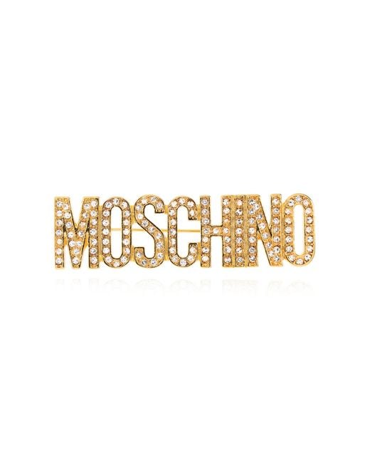 Moschino White Brooch With Logo,