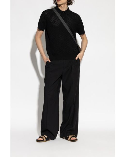 Burberry Black Flip-Flops With Logo for men