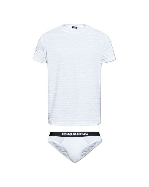DSquared² White Lingerie Set: T-Shirt And Briefs for men