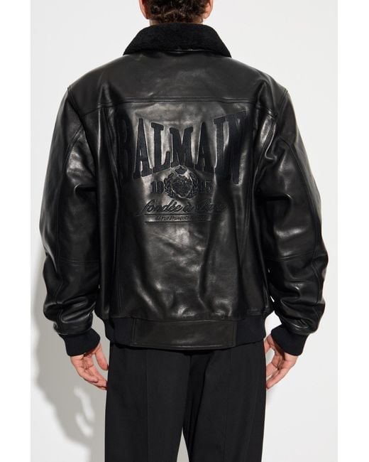 Balmain Black Leather Jacket for men