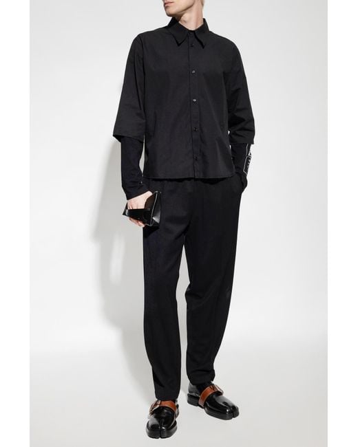 MM6 by Maison Margiela Black Creased Trousers for men