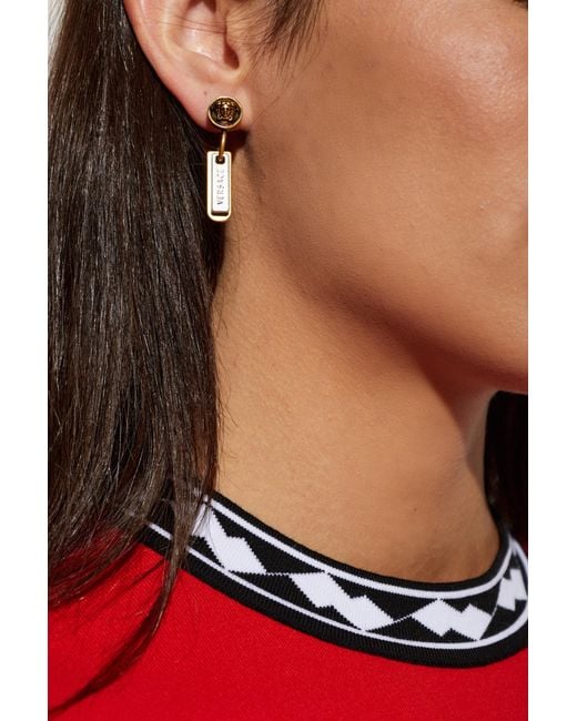Versace Metallic Earrings With Medusa Head
